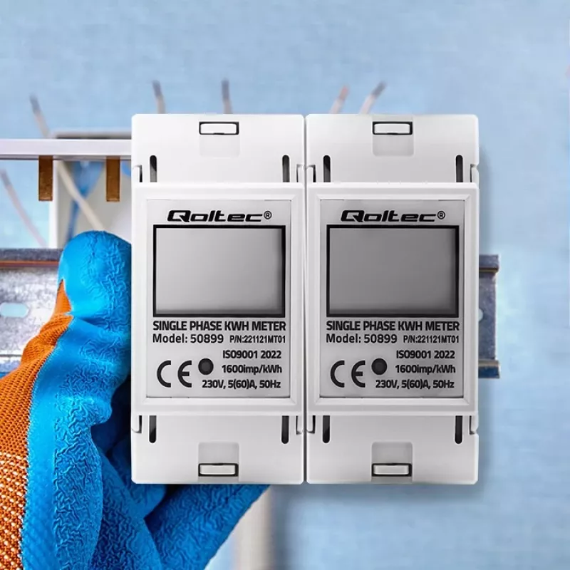 Vienfazis elektros energijos skaitiklis QOLTEC 50899 230 V 50 Hz, 5(60) A, 1.0 klasė, LCD