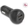 Automobilinis kroviklis DELOCK 64329 — 12–24V cigaretiniu degtuku USB-C greitasis krovimas išmaniajam telefonui ir planšetei, juodas