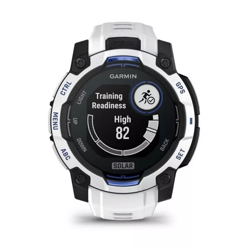 Išmanusis laikrodis GARMIN Instinct 2 45 mm, MIP 0,9 colio (176×176), GPS, Solar, Silikoninis dirželis Mėlyna/Balta