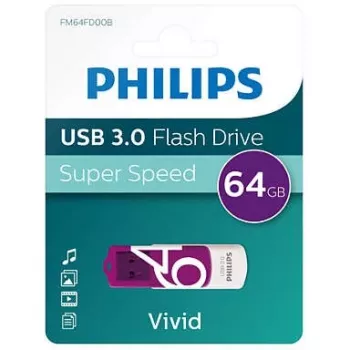 “Philips FM64FD00B” USB atmintukas 64 GB, USB Type-A 3.2 Gen 1, violetinis/baltas