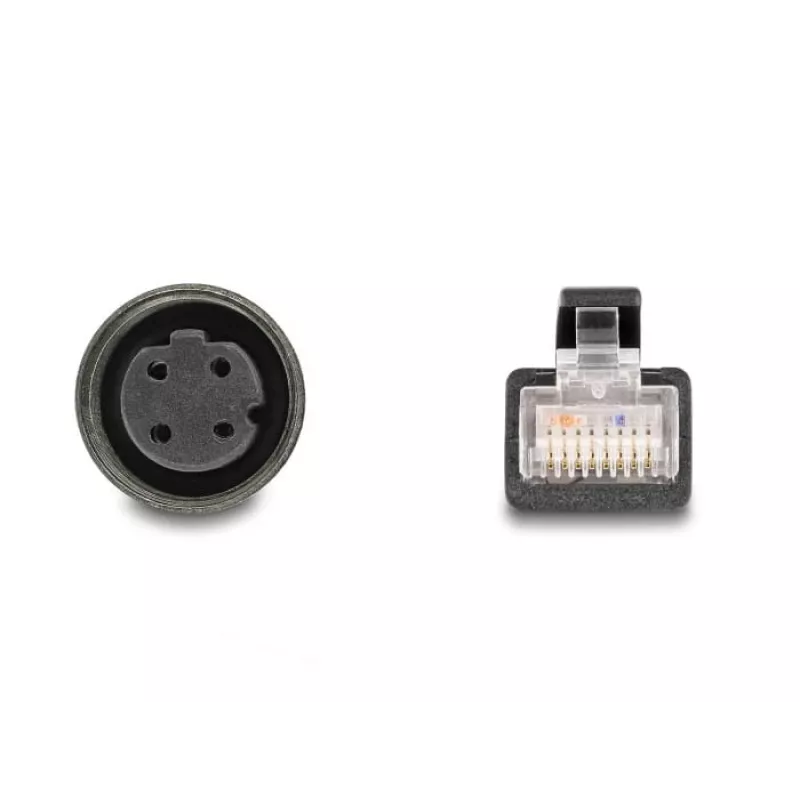 DeLOCK M12 adapteris D-coded 4 kontaktų moteriškas į RJ45 vyrišką 50 cm