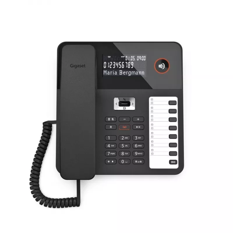 DECT telefono laidinis ragelis Gigaset DESK 800A, 200 kontaktų telefonų knyga, juoda