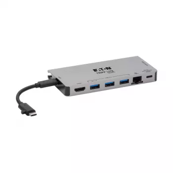 USB-C stotelė - 4K HDMI, USB 3.2 Gen 1, USB-A šakotuvas, GbE, atminties kortelė, 100W PD įkrovimas, nuimamas laidas U442-DOCK5D-GY