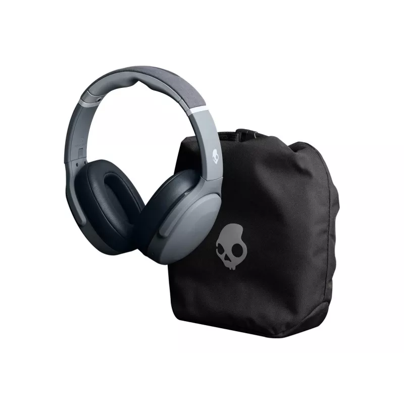 Ausinės Skullcandy Crusher Evo — laidinės ir belaidės, pilkos, 40 h atkūrimas, USB-C, AUX, sulankstomos