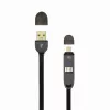 USB A vyriškas į Micro USB + 8 kontaktų iPhone vyriškas laidas SBOX 1m juodas