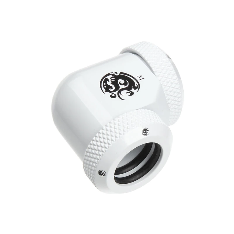 Adapteris 90° BitsPower Multi-Link 2x 12 mm AD jungtims – baltas (BP-DWE90DML)