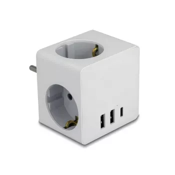 Maitinimo adapteris su kištuku Type F DeLOCK 11496 2 USB prievadai 5V 2.4A 3A