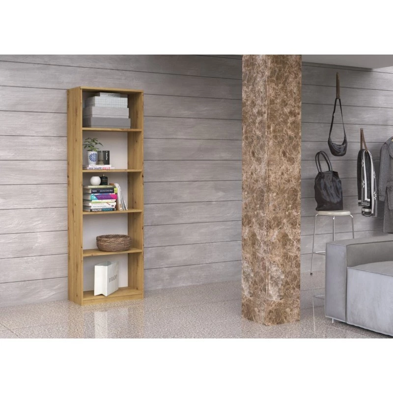 Biuro spintelė su lentynomis Topeshop R40 ARTISAN, ąžuolo spalvos, 5 lentynos, 400×300×1820 mm, medžio drožlių plokštės rėmas