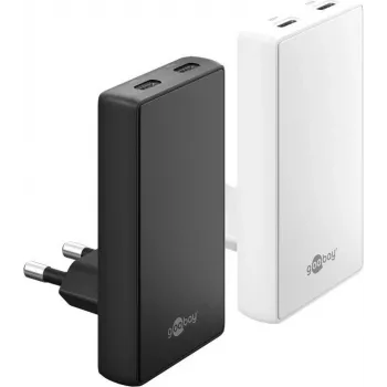 Goobay USB-C PD GaN Dual-Fast Įkroviklis 90° Flat 45 W juodas - 2 prievadai (75721)