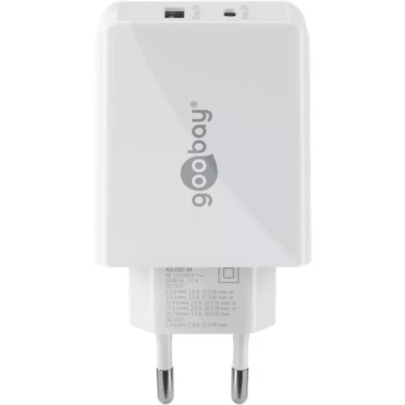 Goobay Dvigubas USB-C™ PD (Power Delivery) Greitas Įkroviklis (30 W) (61674)