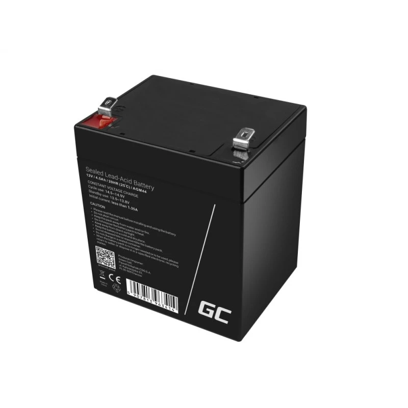 UPS baterija Green Cell AGM44 — 12 V 4,5 Ah sandarioji švino rūgšties (VRLA), 101×70×90 mm, 1,35 kg, juoda