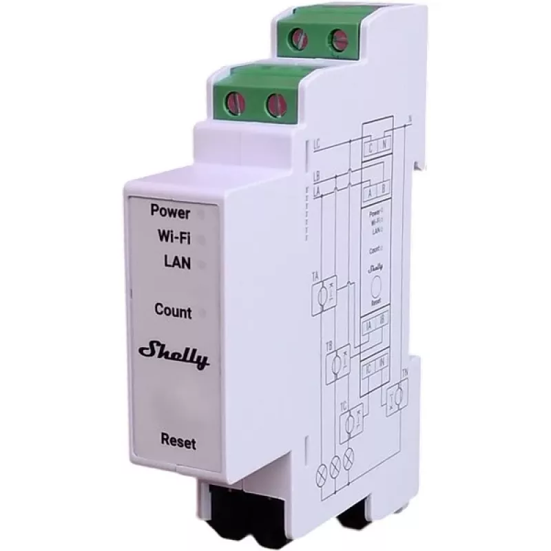 Shelly Pro 3EM-3CT63 WiFi / LAN trifazis elektros skaitiklis