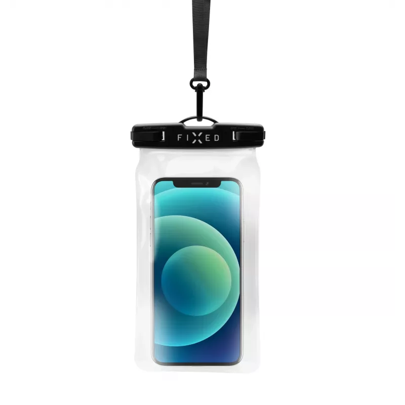 Vandeniui atsparus universalus mobiliojo telefono dėklas FIXED Fixed Float, juodas