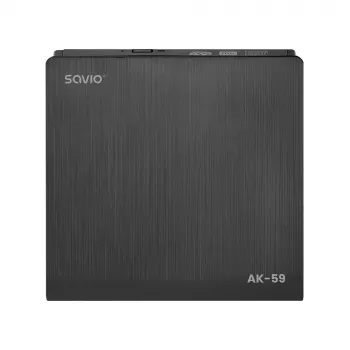 SAVIO AK-59 Išorinis plonas CD/DVD įrašytuvas R/RW - USB-C/USB-A, juodas