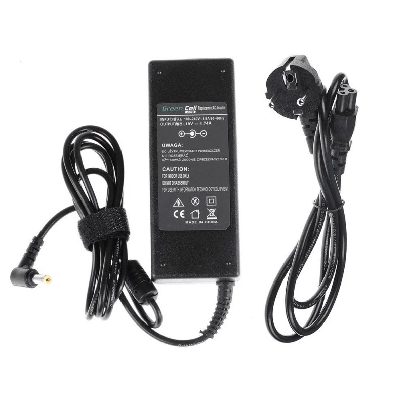 Maitinimo adapteris nešiojamam kompiuteriui Green Cell AD02P 90W 19V 4,74A AC–DC vidinis juodas