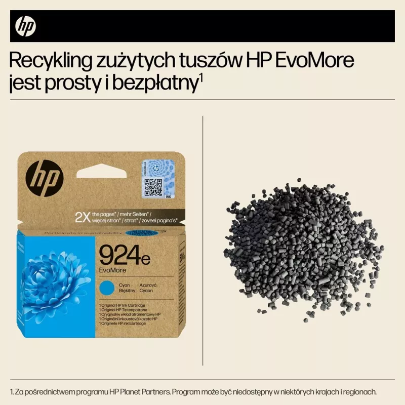 HP 924e EvoMore Original rašalo kasetė, didelės talpos, cianinė, 1 vnt., 800 puslapių