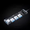 USB šakotuvas Aukey CB-H36 – 4 prievadai USB 3.2 Gen 1 Type-A, pagrindinis USB 2.0, 5000 Mbit/s, aliuminis sidabrinis