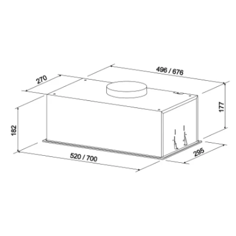 ELEYUS HOOD ATR L 14 200 52 BL Įmontuojamas gartraukis juodas 52 cm 424 m³/h