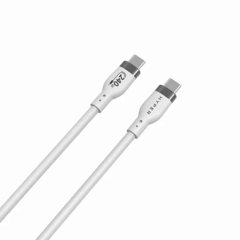 HYPER HyperJuice 240W Silikoninis USB-C į USB-C laidas (1 m) - Baltas