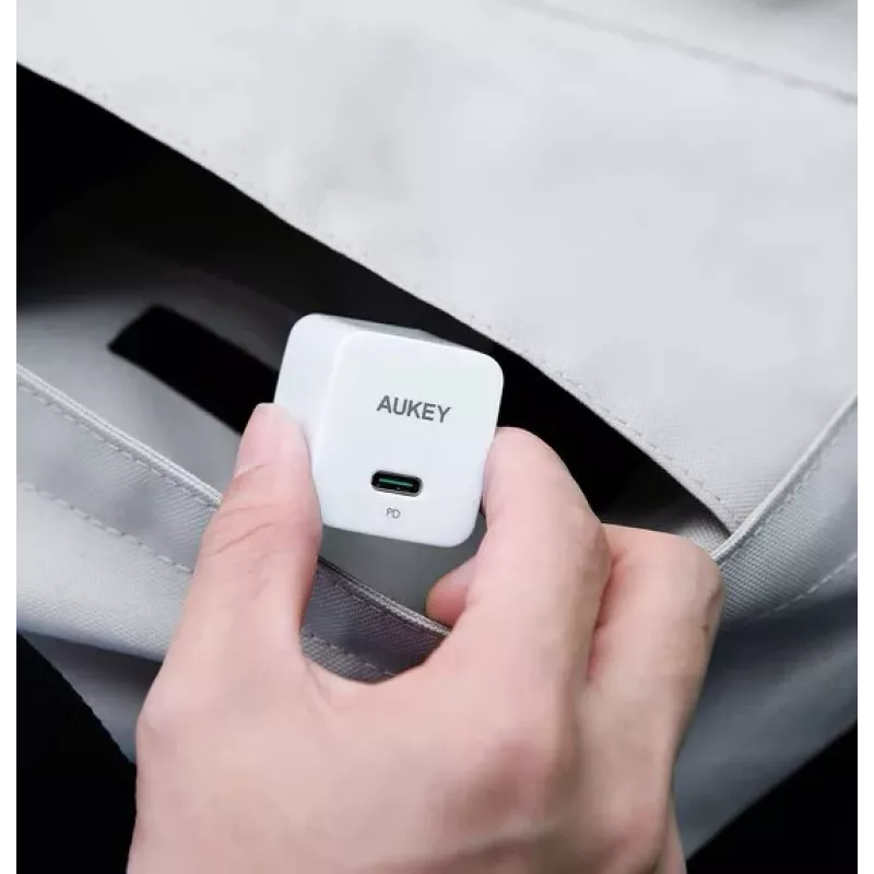 Mini tinklo įkroviklis AUKEY PA-Y20S Baltas 1xUSB-C 20W PD Power Delivery
