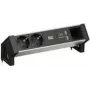Bachmann DESK2 ALU BLACK maitinimo priedas – 2x Schutzkontakt kištukiniai lizdai, 1x USB įkroviklis