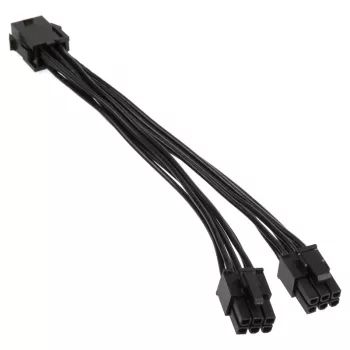 PCIe 6-pin skirstytuvas į dvi PCIe 6-pin jungtis, 0,15 m, No name ZUAD-766, juoda