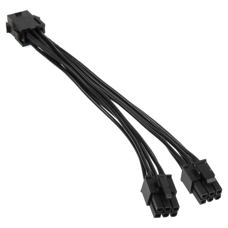 PCIe 6-pin skirstytuvas į dvi PCIe 6-pin jungtis, 0,15 m, No name ZUAD-766, juoda