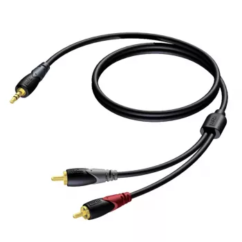 3,5 mm lizdo stereo vyriškas į 2x RCA/Cinch vyrišką garso kabelį Procab 1KPCL049 5 m