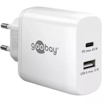 Goobay 65412 45 W USB-C PD dvigubas greitasis įkroviklis baltas