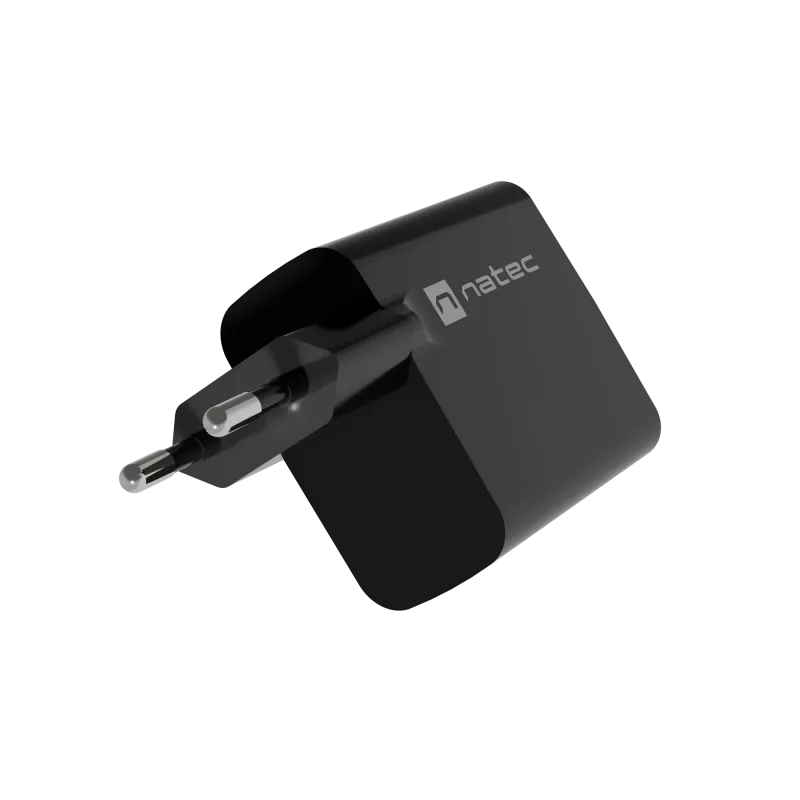 Įkroviklis NATEC NUC-2145, 65W, USB-C PD 3.0 + QC 3.0, 2x USB, 110–240V, juodas