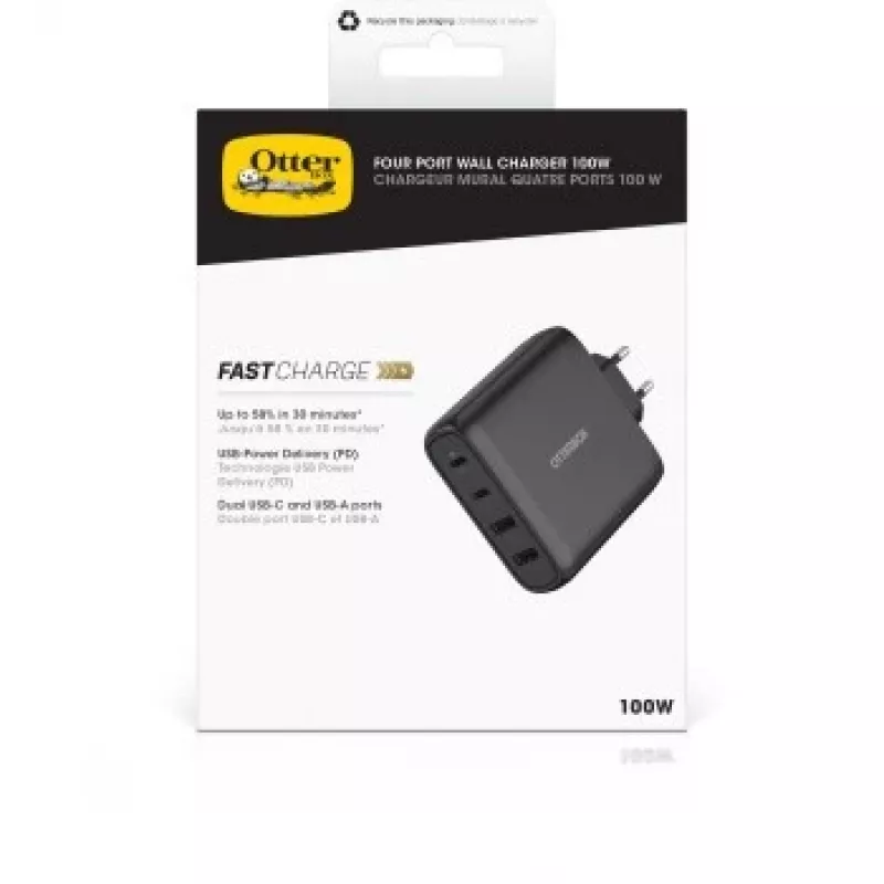 Sieninis įkroviklis OTTERBOX 78-81343 100W GaN su 2× USB-C ir 2× USB-A prievadais