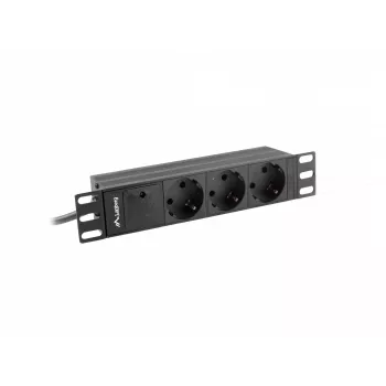 Lanberg PDU-03E-0200-BK maitinimo skirstytuvas (PDU) 3 AC lizdai 1U juodas