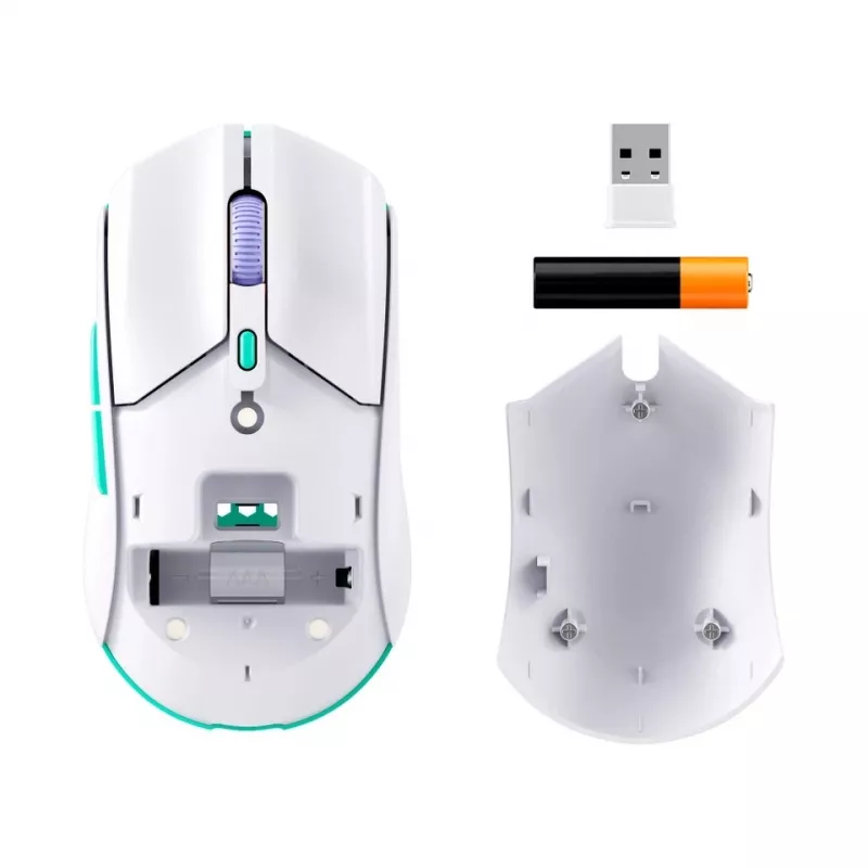 HyperX Pulsefire Haste 2 Core Wls – žaidimų pelė (balta/žalia/violetinė)