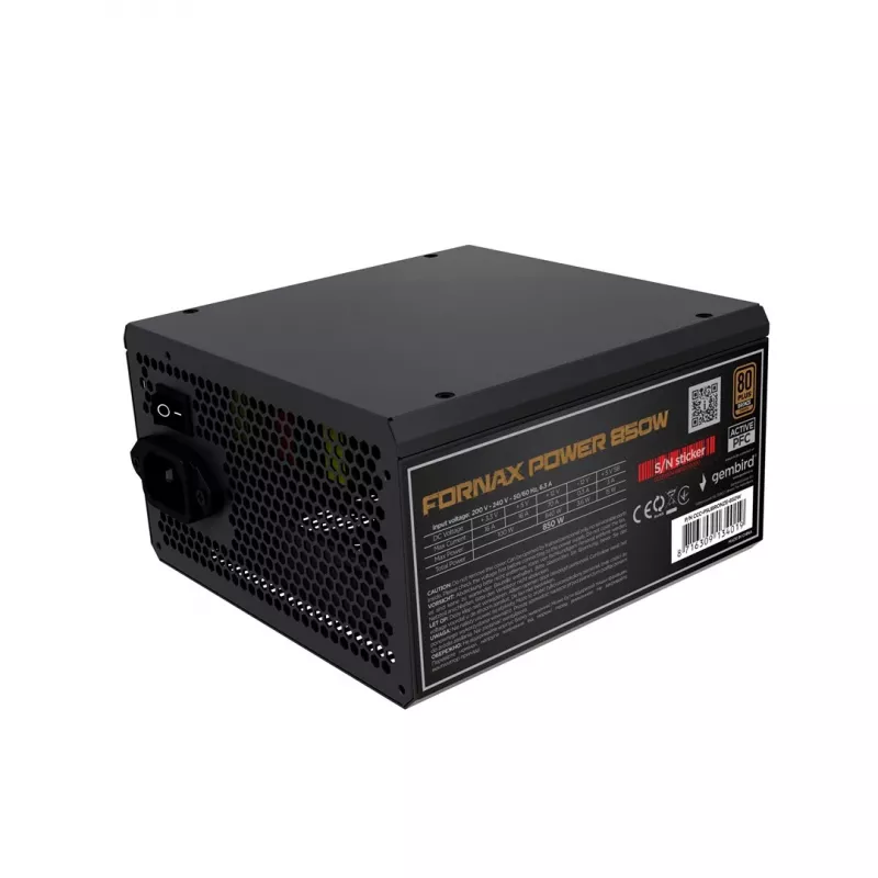 Gembird CCC-PSUBRONZE-850W Maitinimo blokas Fornax Power 850W aktyvus PFC 12cm ventiliatorius 80+Bronze dėžutė