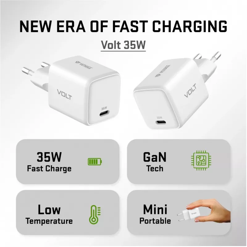 Sieninis įkroviklis USB C 35W 3A Power Delivery 3.0 QC 3.0 baltas