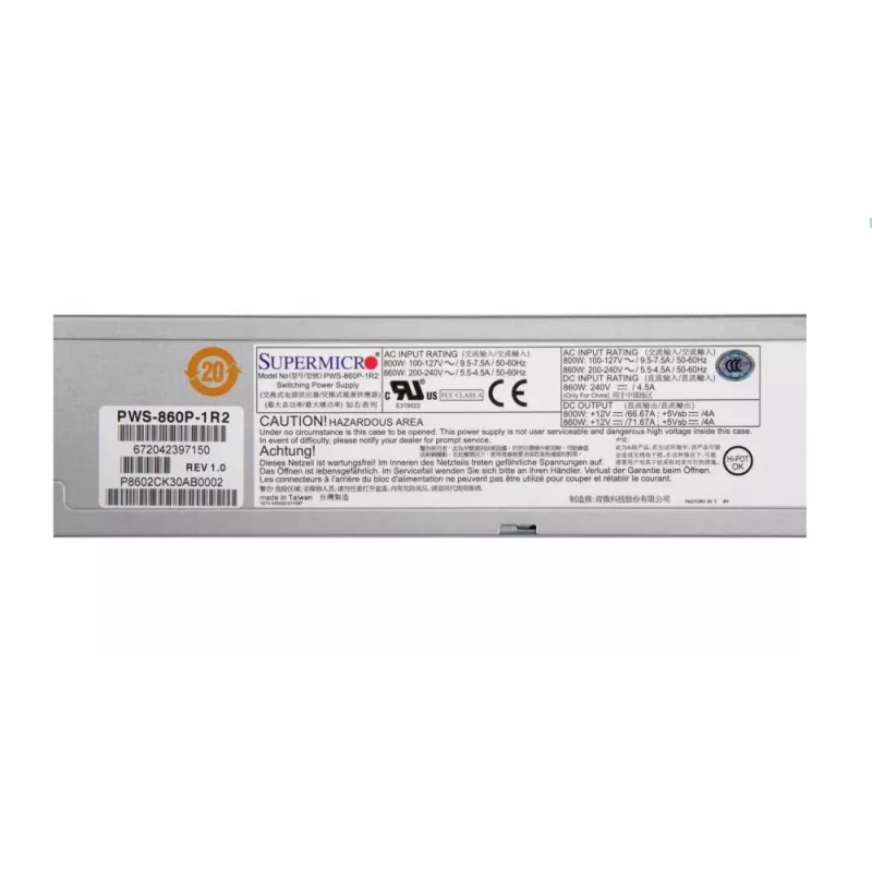 Serverio priedas Maitinimo blokas 860W REDUNDANTINIS/PWS-860P-1R2 Supermicro