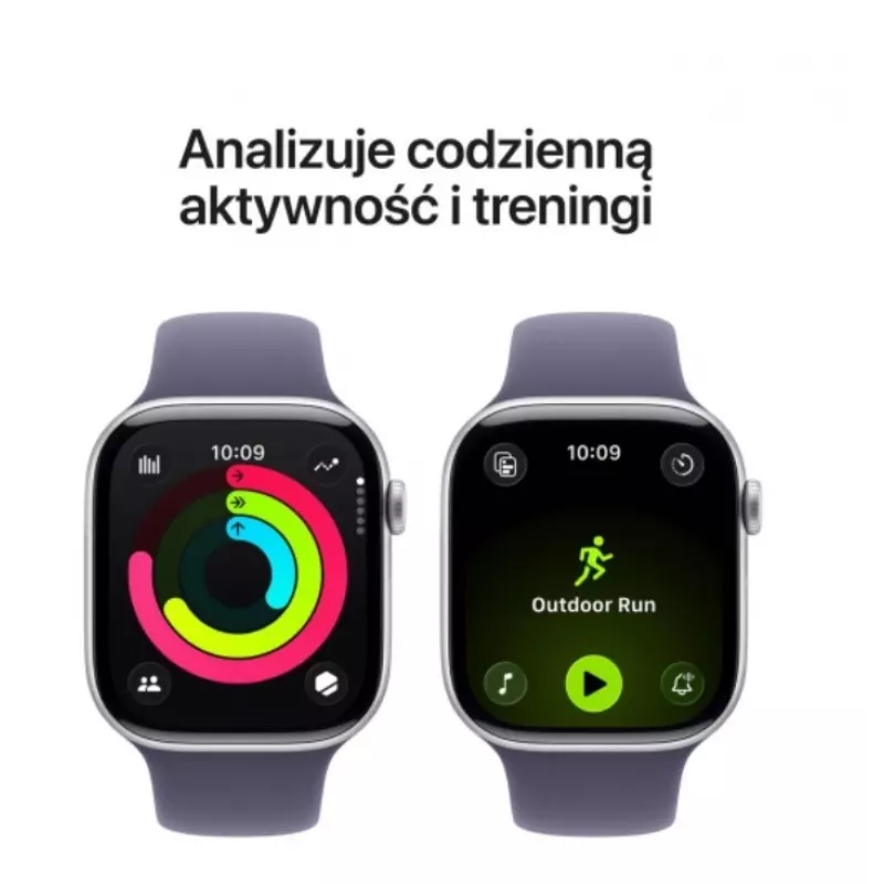 Apple Watch Series 11 GPS 46mm sidabrinis aliuminio korpusas su Purple Fog sportine juostele – M/L