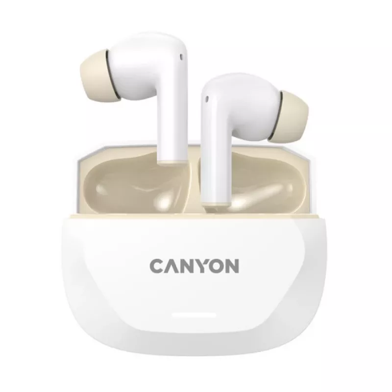 Ausinės CANYON HEXAGON 7 TWS ANC+ENC belaidžio įkrovimo balta smėlio spalvos