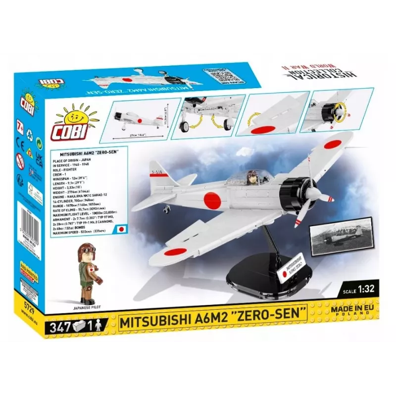Konstruktorius Cobi Mitsubishi A6M2 „Zero-Sen“ – 347 detalės, rekomenduojamas amžius 3+