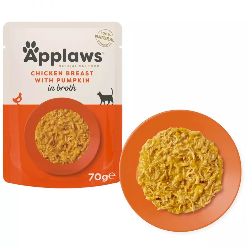 Applaws šlapias kačių ėdalas maišelyje — Vištienos krūtinėlė su moliūgu, 70 g, suaugusioms katėms