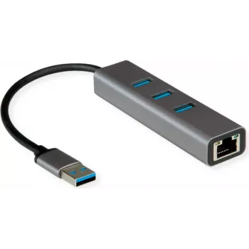 Nešiojamojo kompiuterio dokas ROLINE 12021112, USB Type-A, pilka, Ethernet 1000 Mbit/s