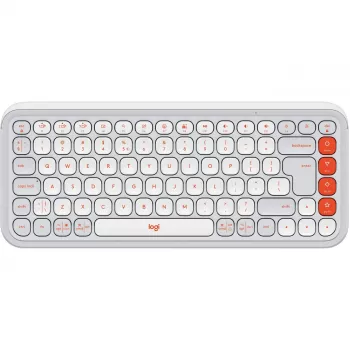 Logitech POP Icon Keys - belaidė klaviatūra - Bluetooth LE - QWERTY US International - Off White, oranžinė (920-013072)