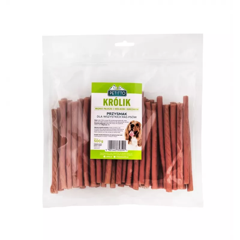 Petitto minkštas triušio pirštelių skanėstas šunims, 500 g