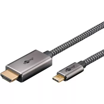 USB pynė adapterio laidas, USB-C kištukas > HDMI kištukas, 4K / 60Hz (juodas/sidabrinis, 2 m)