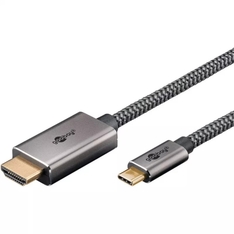 USB pynė adapterio laidas, USB-C kištukas > HDMI kištukas, 4K / 60Hz (juodas/sidabrinis, 2 m)
