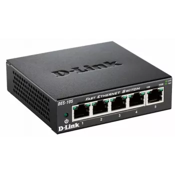 D-Link DES-105 nevaldomas L2 jungiklis, 5 prievadai, metalinis korpusas