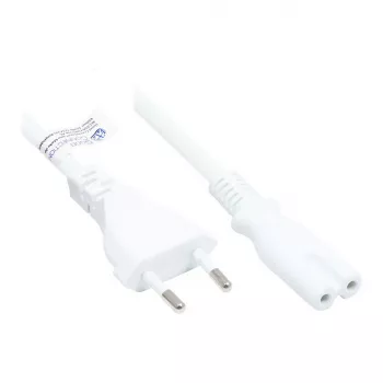 Euro-Netzkabel Euro-Stecker Typ C (gerade) an C7/Euro 8 Buchse (gerade), weiß, 0,75 mm², 1 m, Good Connections® (P0370-W010)
