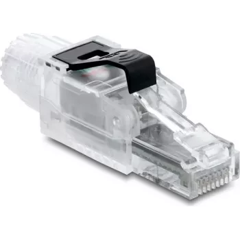 DELOCK RJ45 kištukas lauke montuojamas Cat.6A neekranuotas permatomas/juodas (91127)