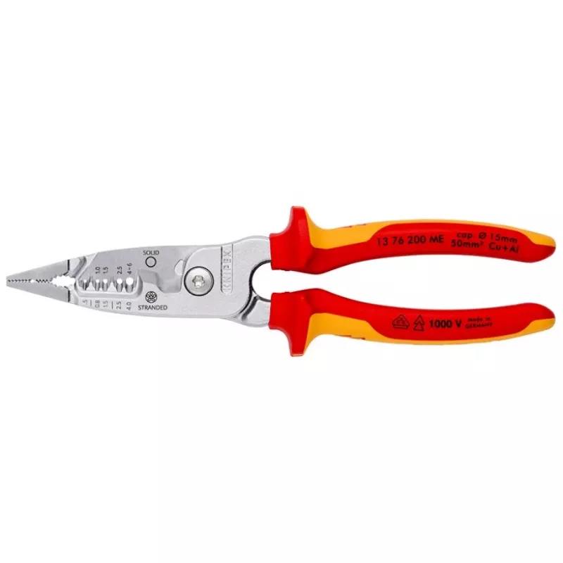 Kabelių nuėmiklis Knipex 13 76 200 ME, 6 mm, nerūdijantis plienas, raudona/geltona