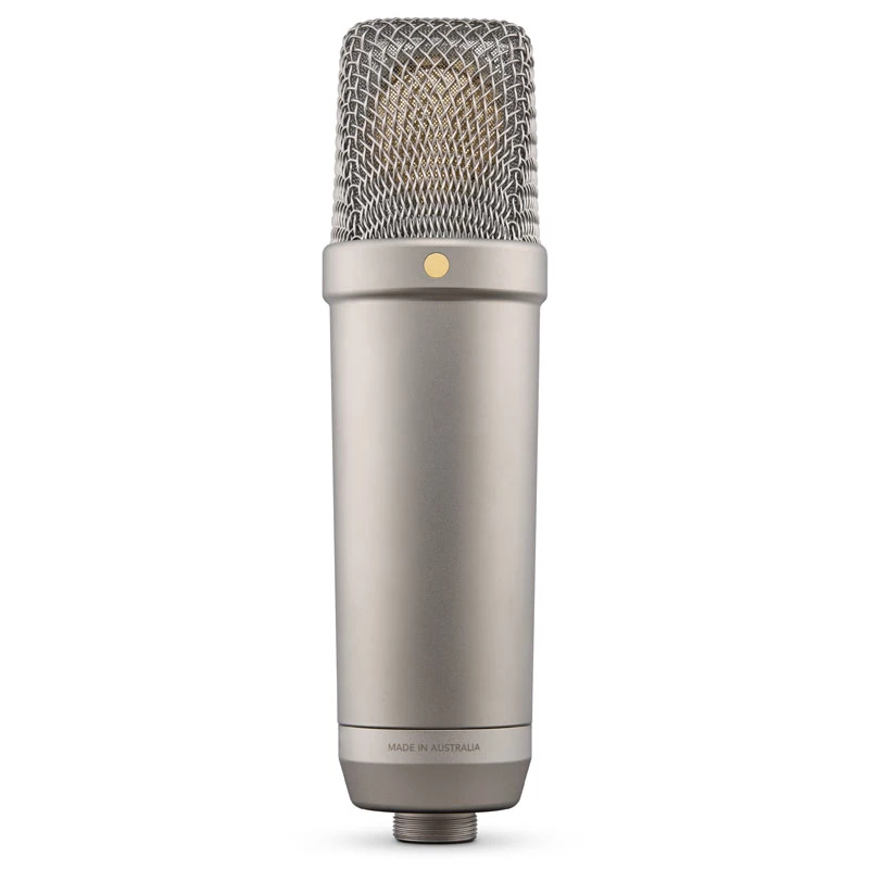 Studijinis kondensatorinis mikrofonas RØDE NT1‑A 5th Gen — kardioidinis, XLR/USB, 24/32 bitų, iki 192 kHz, maks. SPL 142 dB, sidabrinis